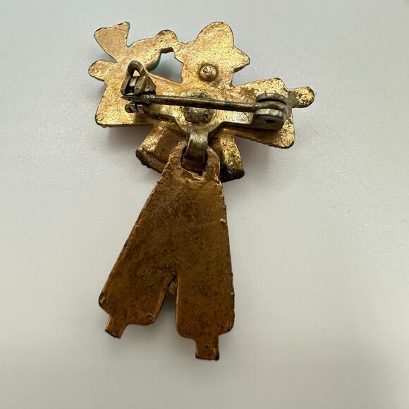 Antique Art Deco 1930s articulated rhinestones figural scarecrow bird brooch - Picture 7 of 8